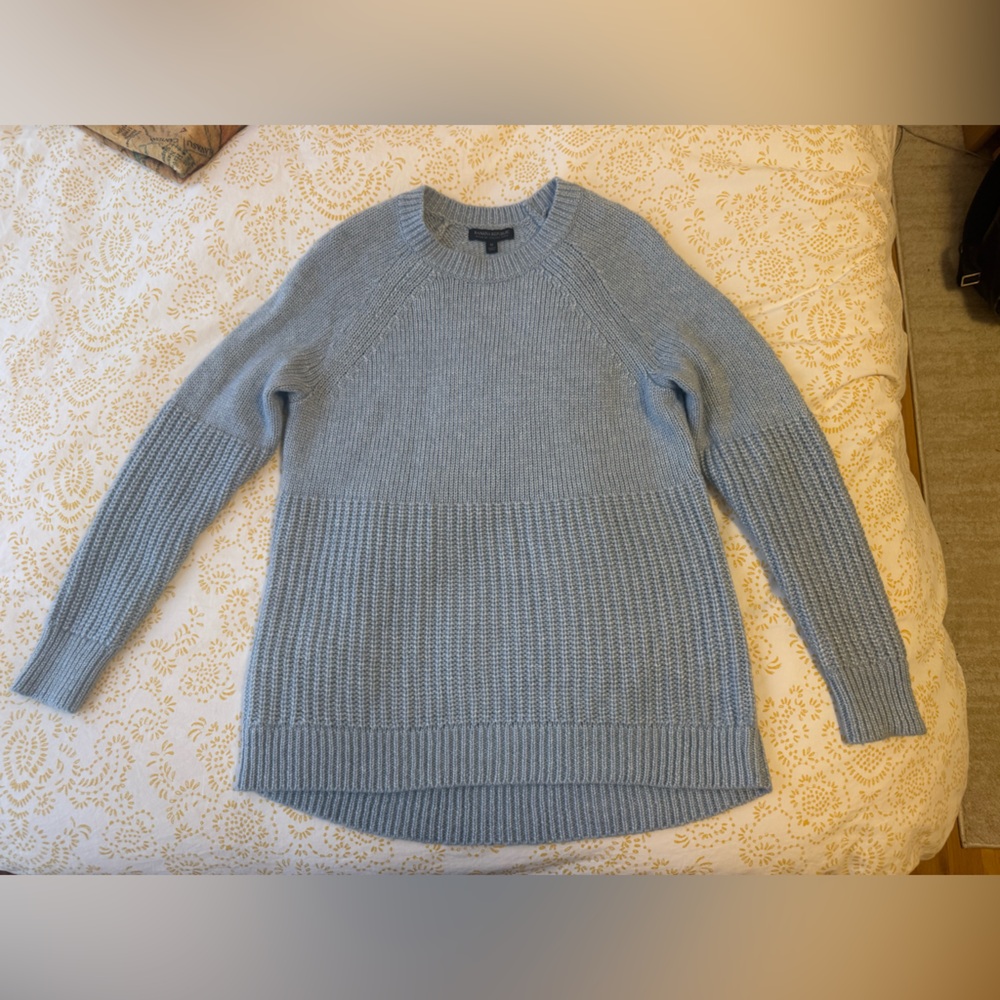 Banana Republic Italian Yarn Knit Sweater Gray Blue Crewneck Pullover Size M - Picture 6 of 6